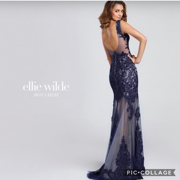 Robe De Soirée Courte Ellie Wilde By Mon Cheri - Taille 2 - Turquoise Avec Perles - Occasion TB